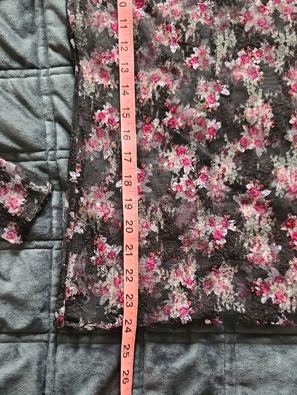 Free People Intimately Lady Lux Printed Layering Top, L, Rare Black Fuschia - Picture 7 of 10